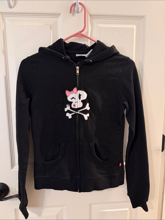 Paul Frank Jackets & Blazers - Paul Frank vintage 2005 Black Zip-Up Hoodie with Pink-Accented Skull Patch